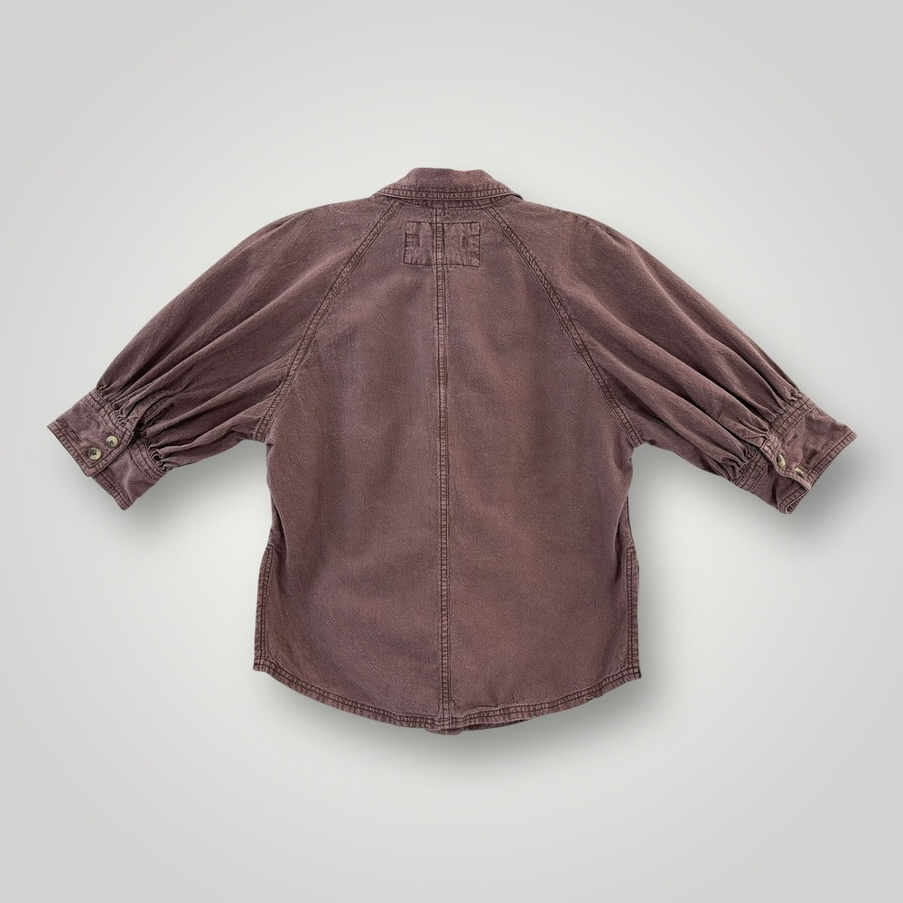 We The Free Shirt Womens Extra Small Purple Button Up 3/4 Sleeve Cotton Casual - Picture 3 of 9